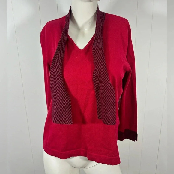 Mercer Street Studio knit v-neck sweater with fabric tie - Picture 1 of 8